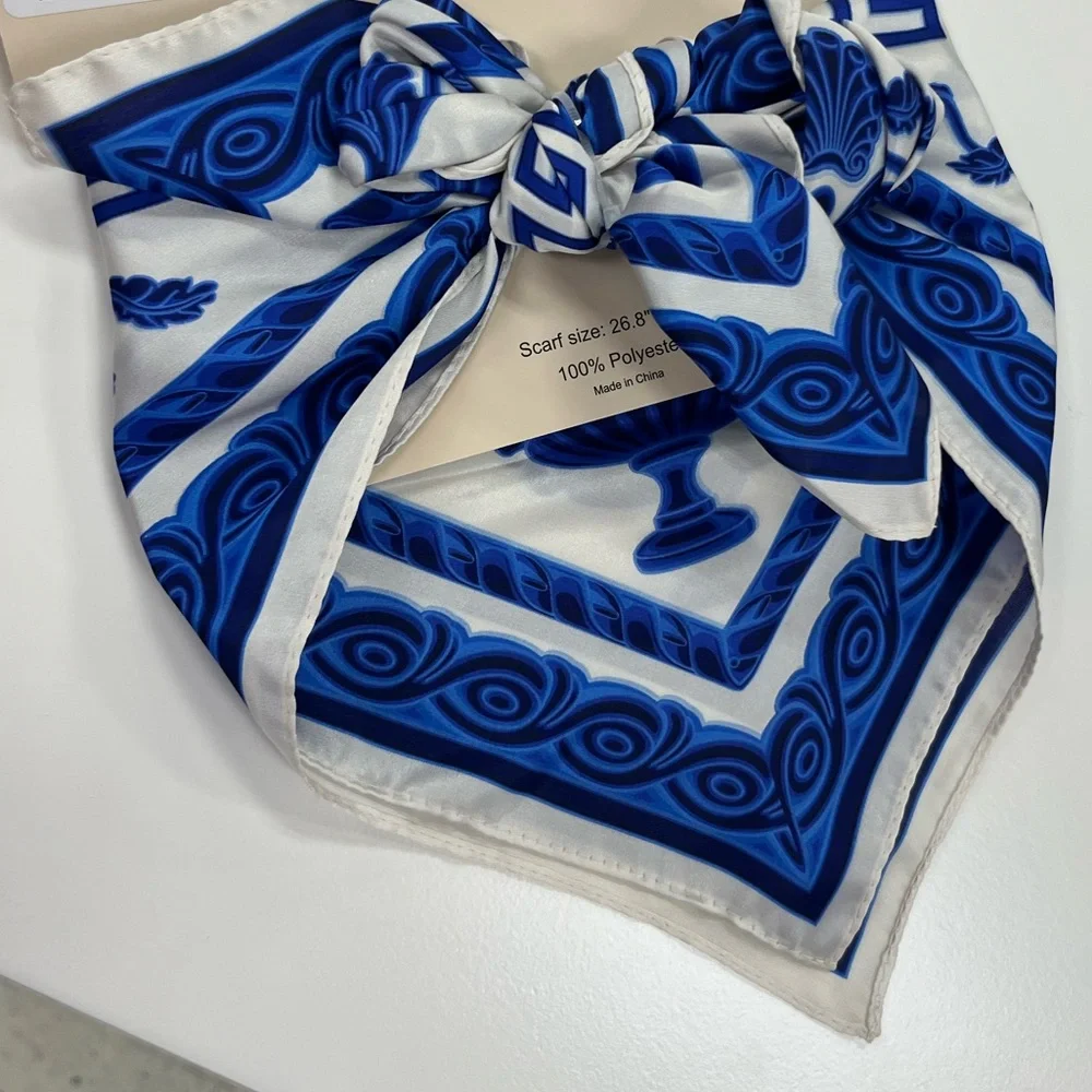 NWT ⚜️💙⚜️ Piper K Gorgeous Satin Head Scarf Bandana Head Wrap - Picture 7 of 7